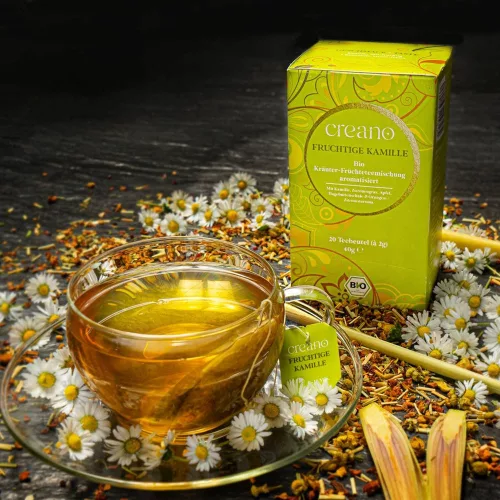 Creano bio gyümölcsös kamillatea, 20 filtertasak, édes-gyümölcsös, citrusos