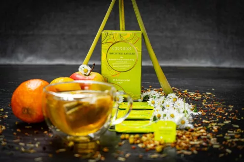 Creano bio gyümölcsös kamillatea, 20 filtertasak, édes-gyümölcsös, citrusos
