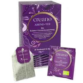   Creano bio Evening Tea, 20 filtertasak, gyógynövényes és fahéjas aroma, koffeinmentes