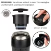 Cana termos Creano Design Travel Mug, 420 ml, inox, etansa, deschidere 360, negru