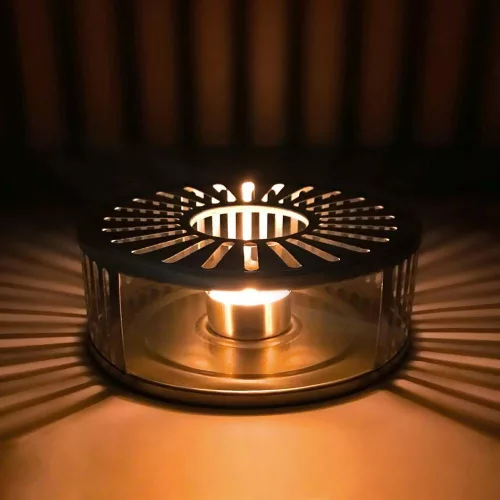 Suport incalzire ceainic Creano Stripes, din inox, cu suport pentru lumanare