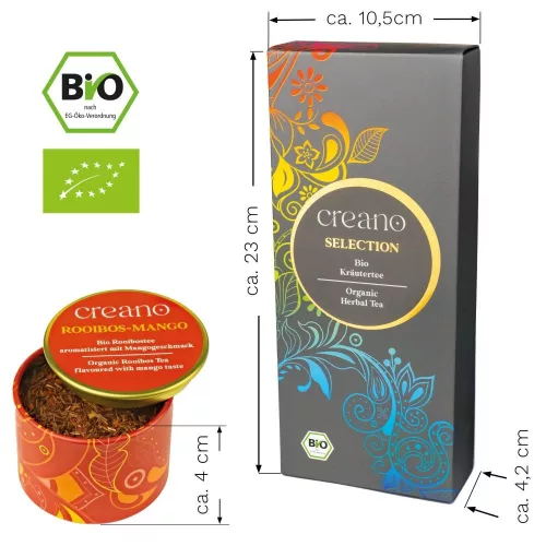Creano bio gyógynövényes tea mix szett, 3 doboz szálas tea, gyümölcsös kamilla/édes menta/rooibos mangóval