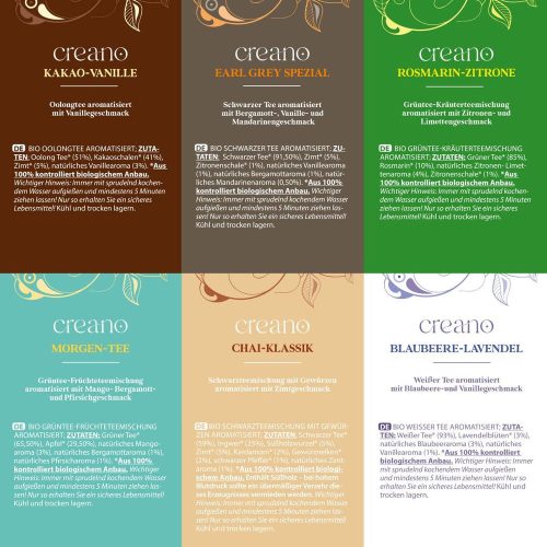 Creano Tea Blend Selection vegyes tea ajándékszett, 24 tasak 6 fajtával, 48 g