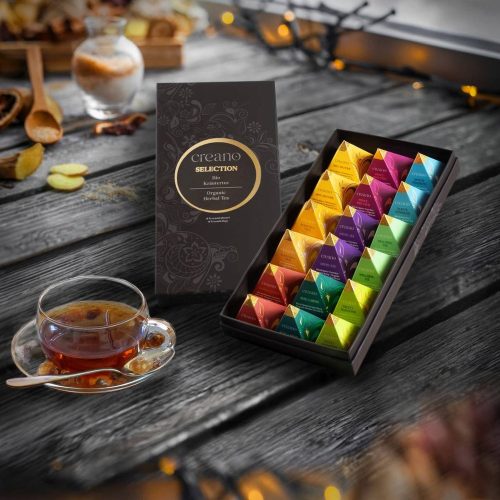 Creano Organic Herbal Tea gyógynövénytea ajándékszett, 18 piramis filtertasak 9 fajtával, 45 g, koffeinmentes