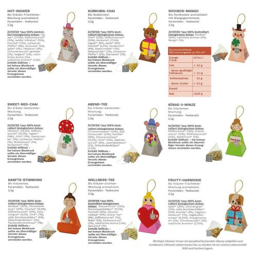 Creano Tea Lovers gyógynövénytea ajándékszett, 9 különböző formájú piramis filtertasak, 22.5 g, koffeinmentes