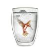 Pahar termic Creano Hummi, 250 ml, sticla borosilicata, perete dublu, decor colibri rosu