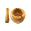 Olívafa mozsár törővel, 12 cm átmérő, 7 cm magas