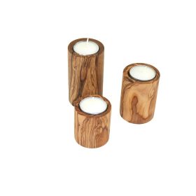   3 db-os olívafa teamécses-tartó szett, 6/8/10 cm, 5,5 cm átmérő