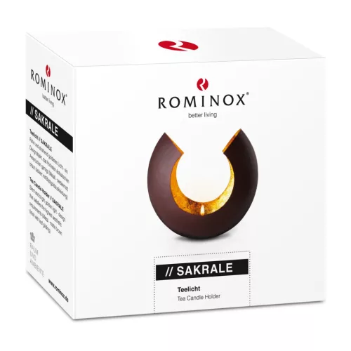 Suport lumanare Rominox Sakrale Small, metal maro/auriu, efect luminos, 12 x 6,5 x 11 cm