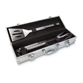   Set gratar Rominox Barbecue, 3 piese, geanta aluminiu, inox, cleste, spatula, furculita