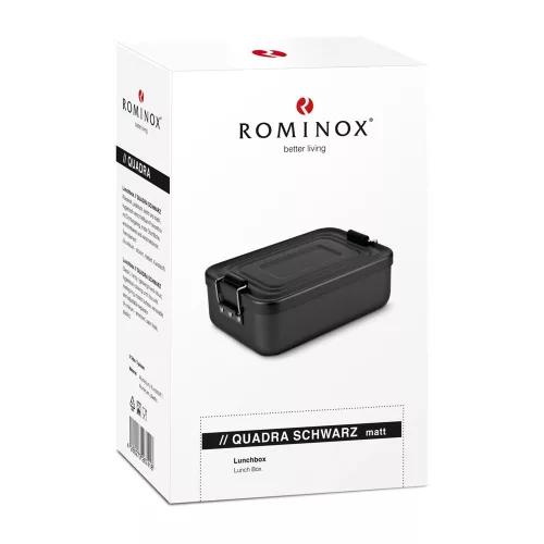 Lunchbox Rominox Quadra Matt Black, 900 ml, aluminiu, separator ajustabil, inchidere etansa
