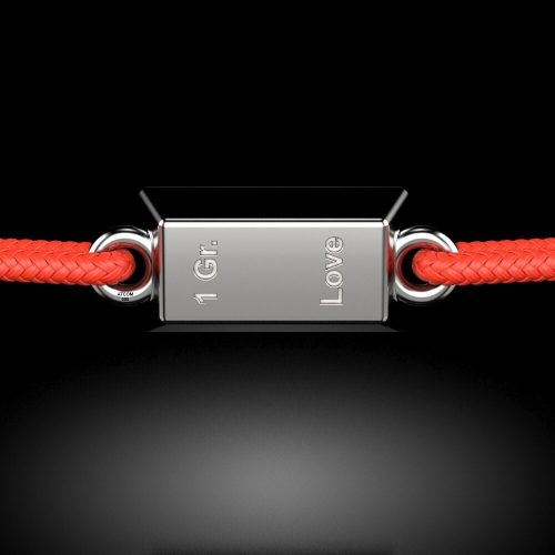 Ezüst karkötő piros zsinórral modell 1 Gram Love