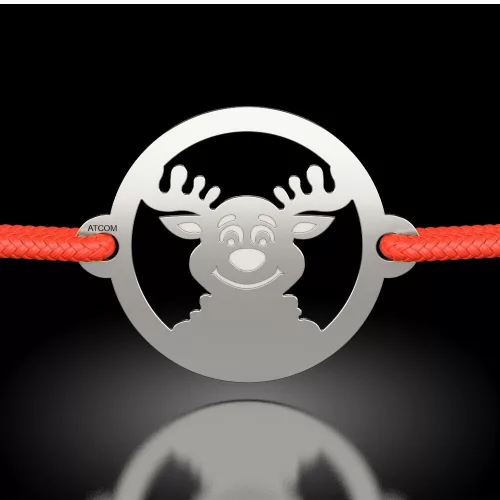 Ezüst karkötő zsinórral modell Nazdrava Reindeer