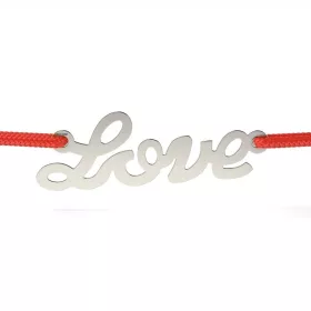 Ezüst karkötő piros zsinórral True Love modell