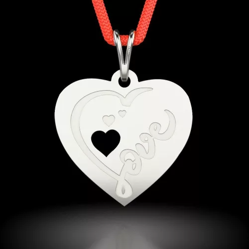 Ezüst medál zsinóros modellel Love two