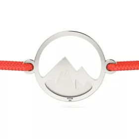 Ezüst karkötő piros zsinórral Mountains modell