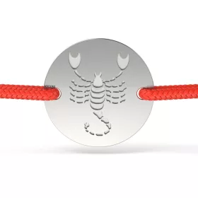 Ezüst karkötő piros zsinórral Scorpion modell