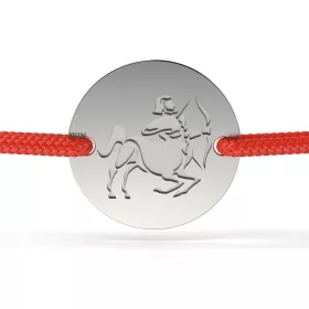 Ezüst karkötő piros zsinórral Sagittarius modellel