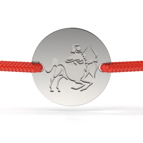 Ezüst karkötő piros zsinórral Sagittarius modellel