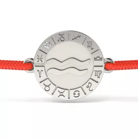 Ezüst karkötő piros zsinórral Aquarius modellel