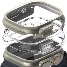   2 db Ringke védőtok készlete Apple Watch Ultra 1/2 (49 mm) Átlátszó/Titan Szürke készülékhez