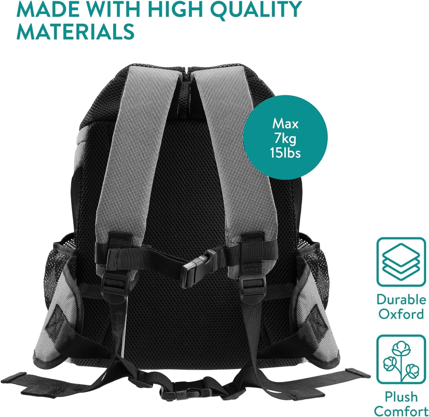Rucsac frontal transport animale Navaris, ajustabila, cu buzunare laterale, 37x33x24 cm, 61849.22